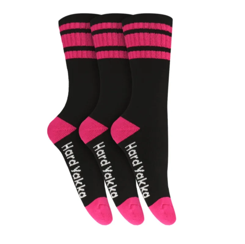 15 Pairs X Hard Yakka Womens Bamboo Work Socks Black/Pink