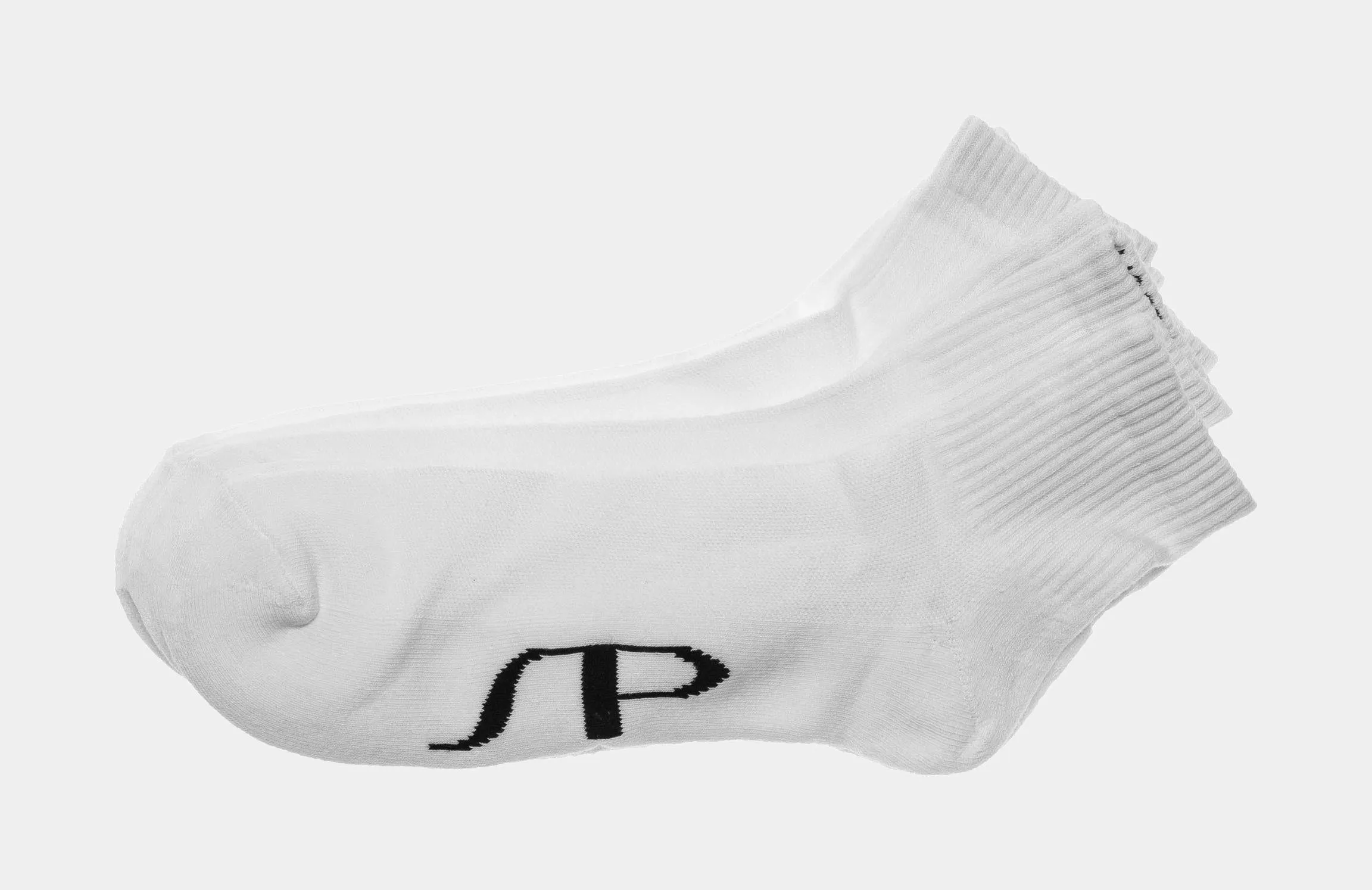 3 Pack 3 Quarter Mens Lifestyle Socks (White/Black)