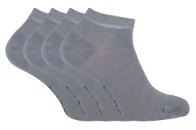 4 PAIRS Mens Bamboo Trainer Socks - TR1 (7-11 UK / Grey)