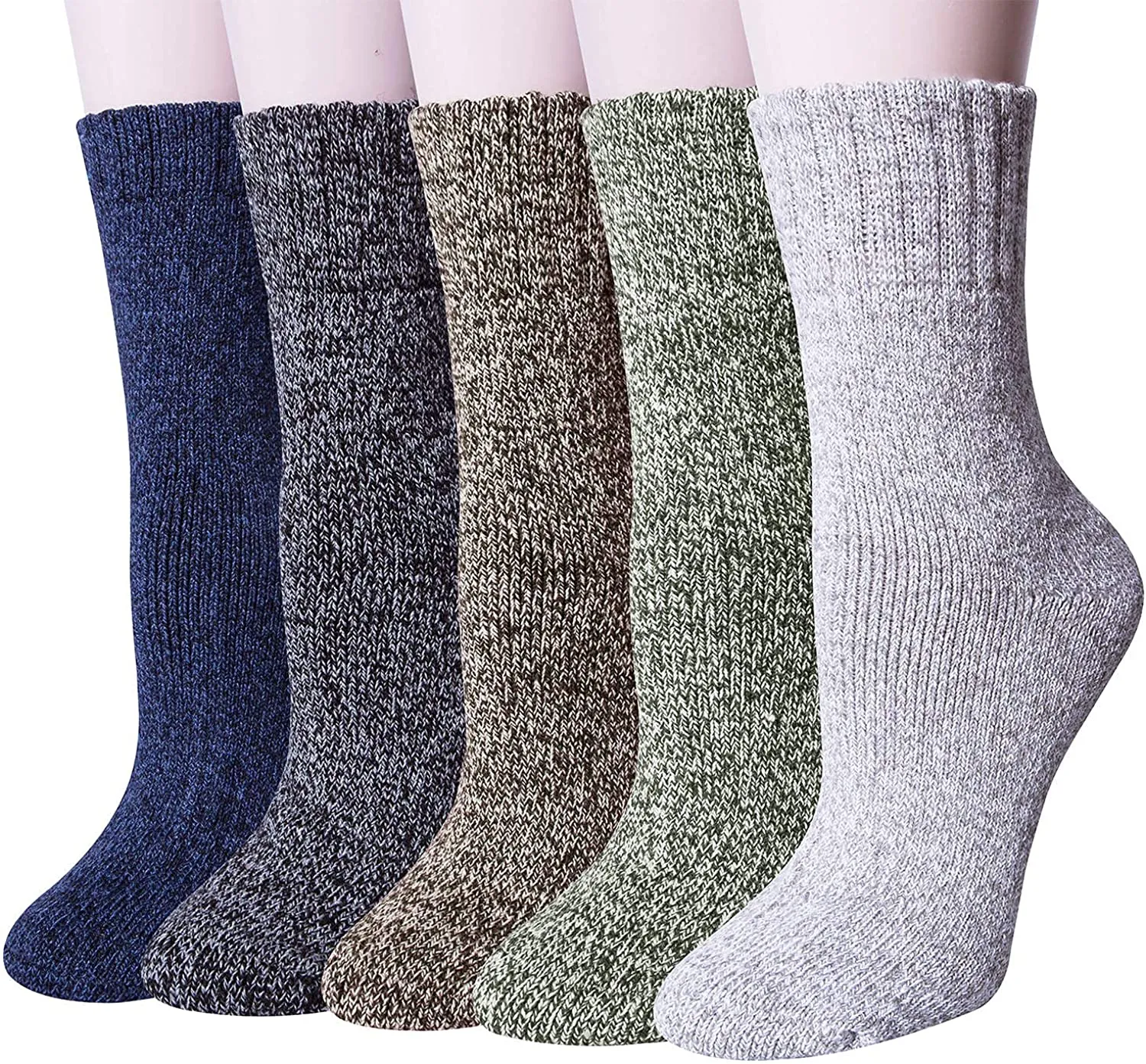 5 Pairs Women's Winter Warm Knit Wool Casual Crew Socks