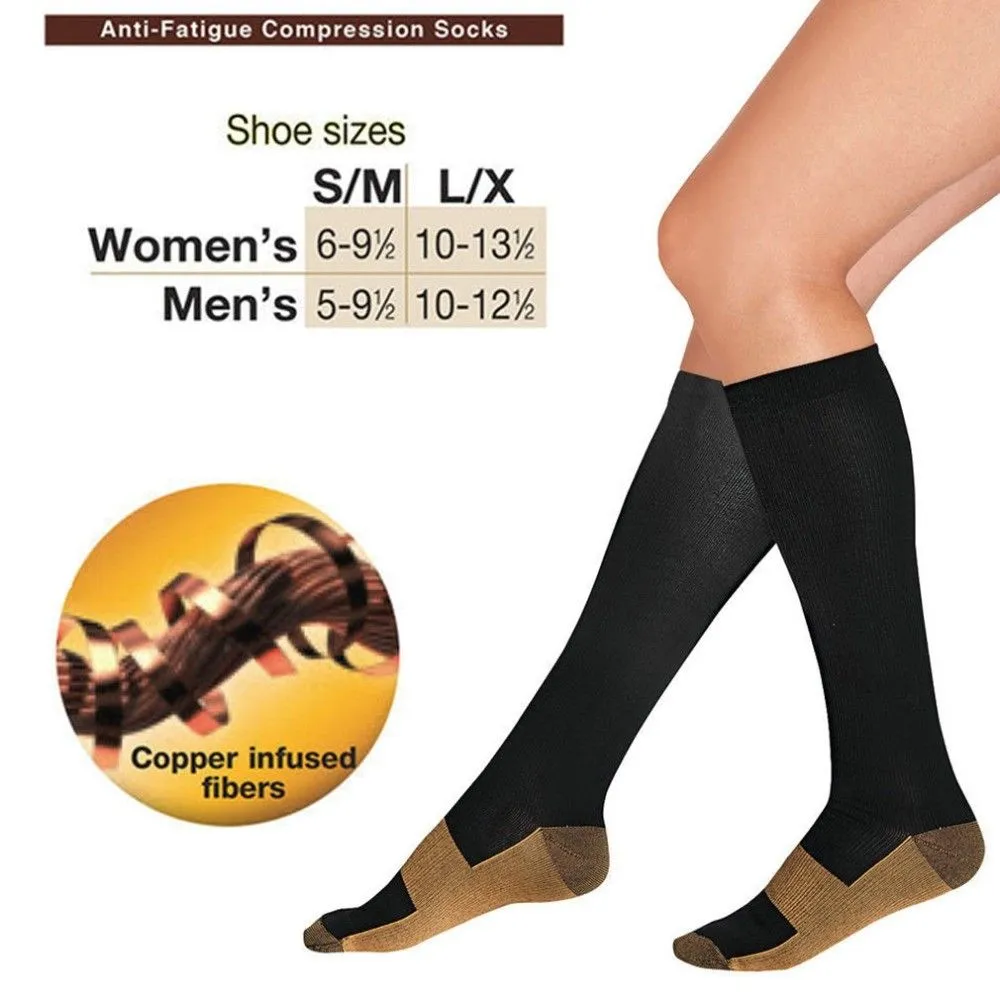 As Seen On TV Copper-Infused Socks - Black, Small/Medium for Foot Relief