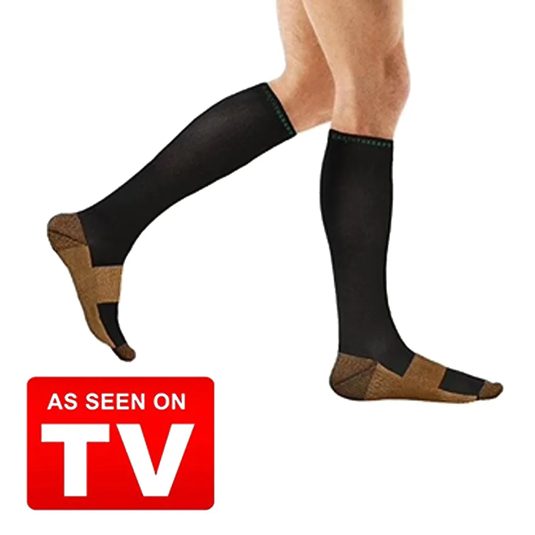 As Seen On TV Copper-Infused Socks - Black, Small/Medium for Foot Relief