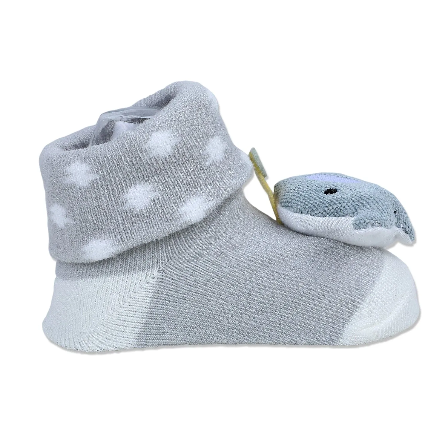 Baby Moo Elephant Explorer Cotton Anti-Skid 3D Socks - Grey