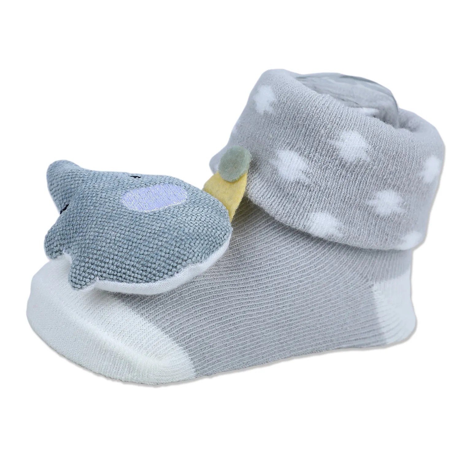 Baby Moo Elephant Explorer Cotton Anti-Skid 3D Socks - Grey