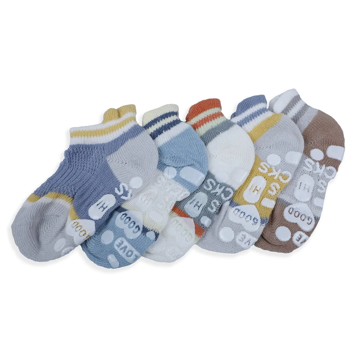 Baby Moo Fun Prints Anti-Skid Adorable 5 Pack Socks - Multicolour