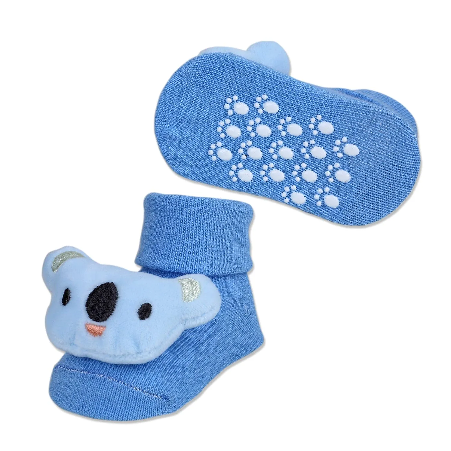 Baby Moo Koala Cotton Anti-Skid 3D Socks - Blue