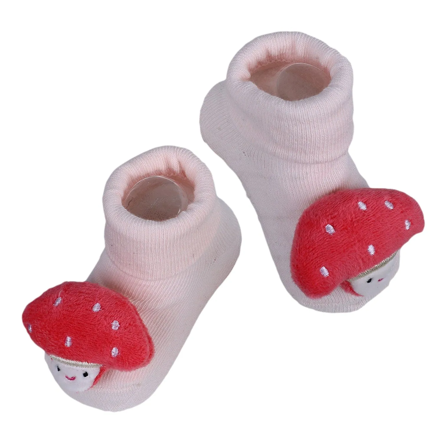 Baby Moo Mushroom Cotton Anti-Skid 3D Socks - Pink