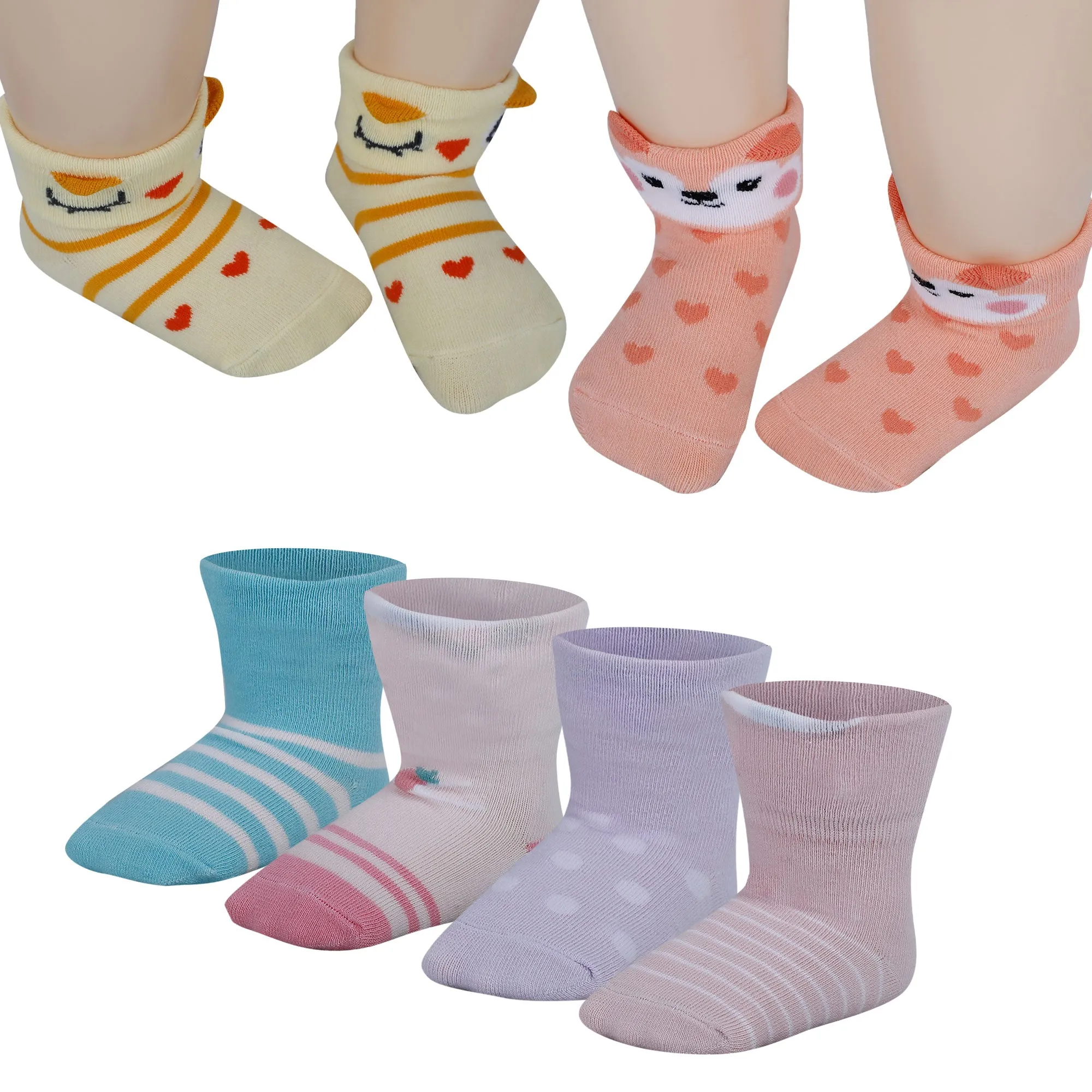 Baby Moo Puppies 3D Rattle Anti-Skid Socks Booties Pack of 6 - Pink