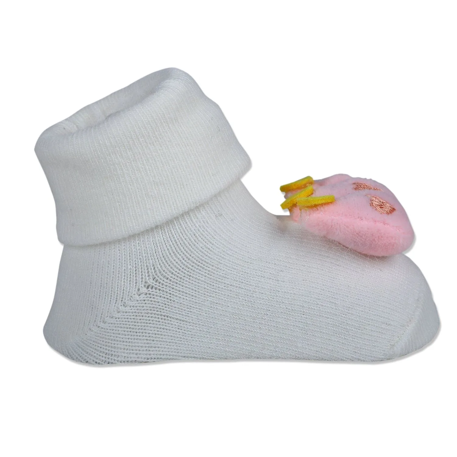 Baby Moo Royal Crown Cotton Anti-Skid 3D Socks - White