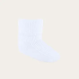 Baby Socks in White with Turnover Age 0-3 Months