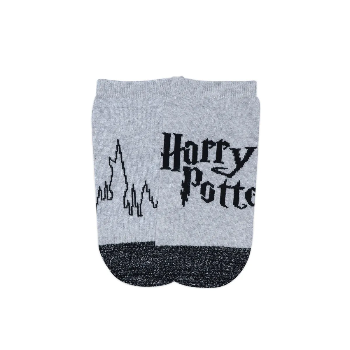 Balenzia x Harry Potter Harry Potter Logo & Hogwarts Castle Silver Lurex Socks for Women (Pack of 2 Pairs/1U)- Silver