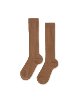 Basic Rib Knee High Socks - Cinnamon