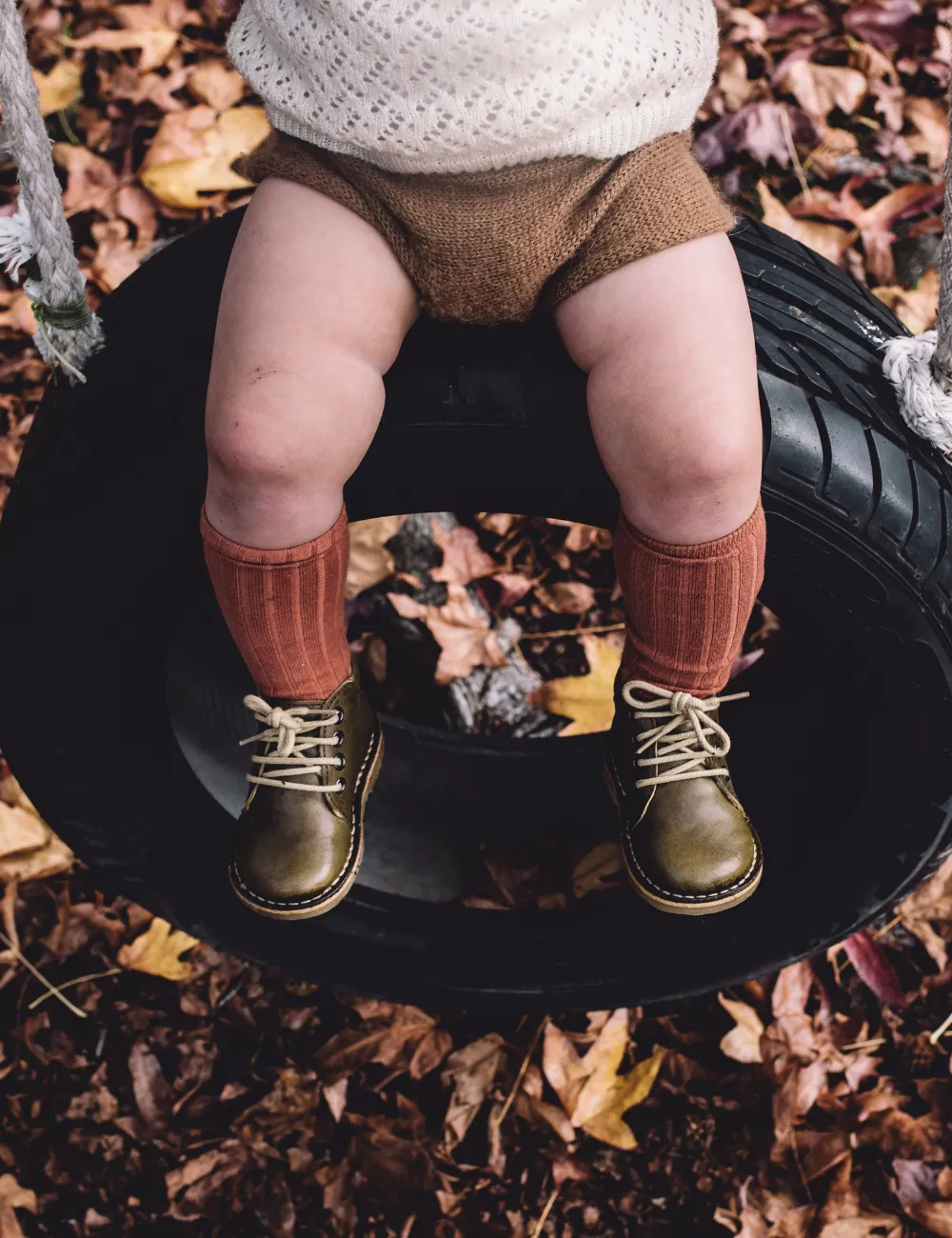 Basic Rib Knee High Socks - Cinnamon