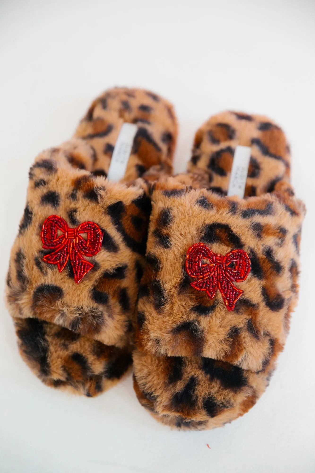 BEADED BOW CHEETAH SLIPPERS