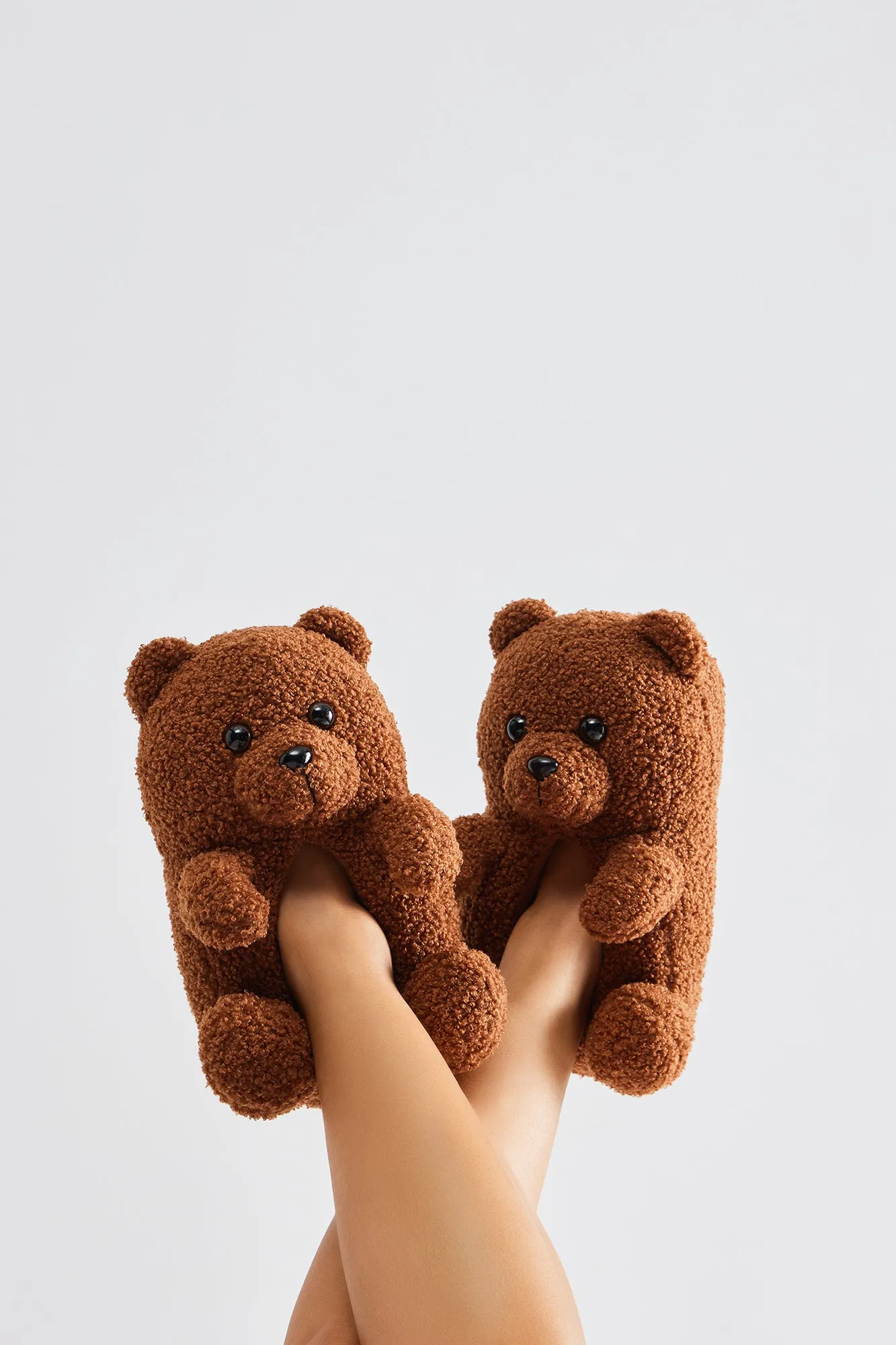 Beary Cute Sherpa Slippers - Tan