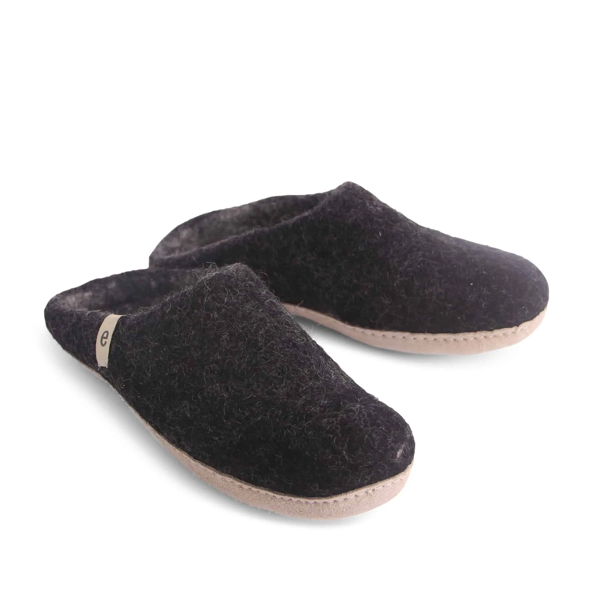 Black Fair Trade Felt Slippers