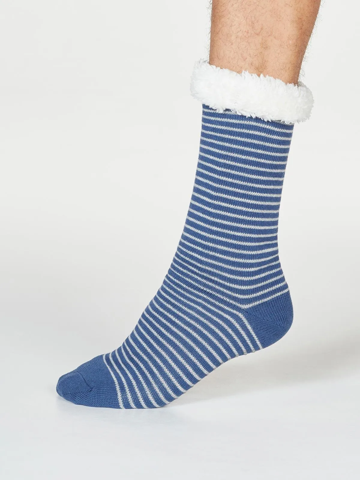 Blaise Stripe Cabin Socks - Blue Slate