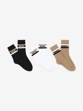 BOSS Boys 3 Pairs Socks Set in Black