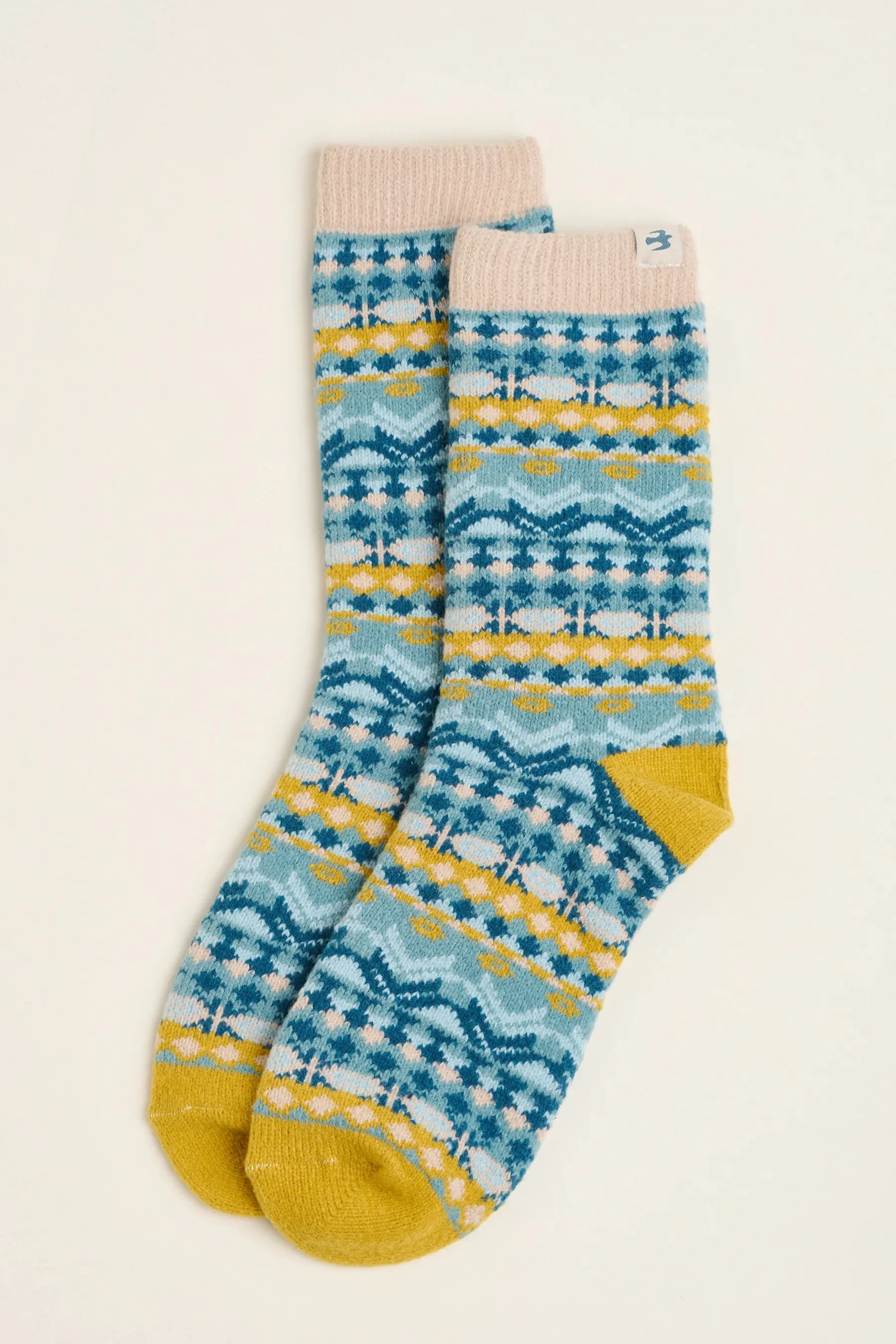 Brakeburn One Size Blue Fair Isle Fluffy Sock