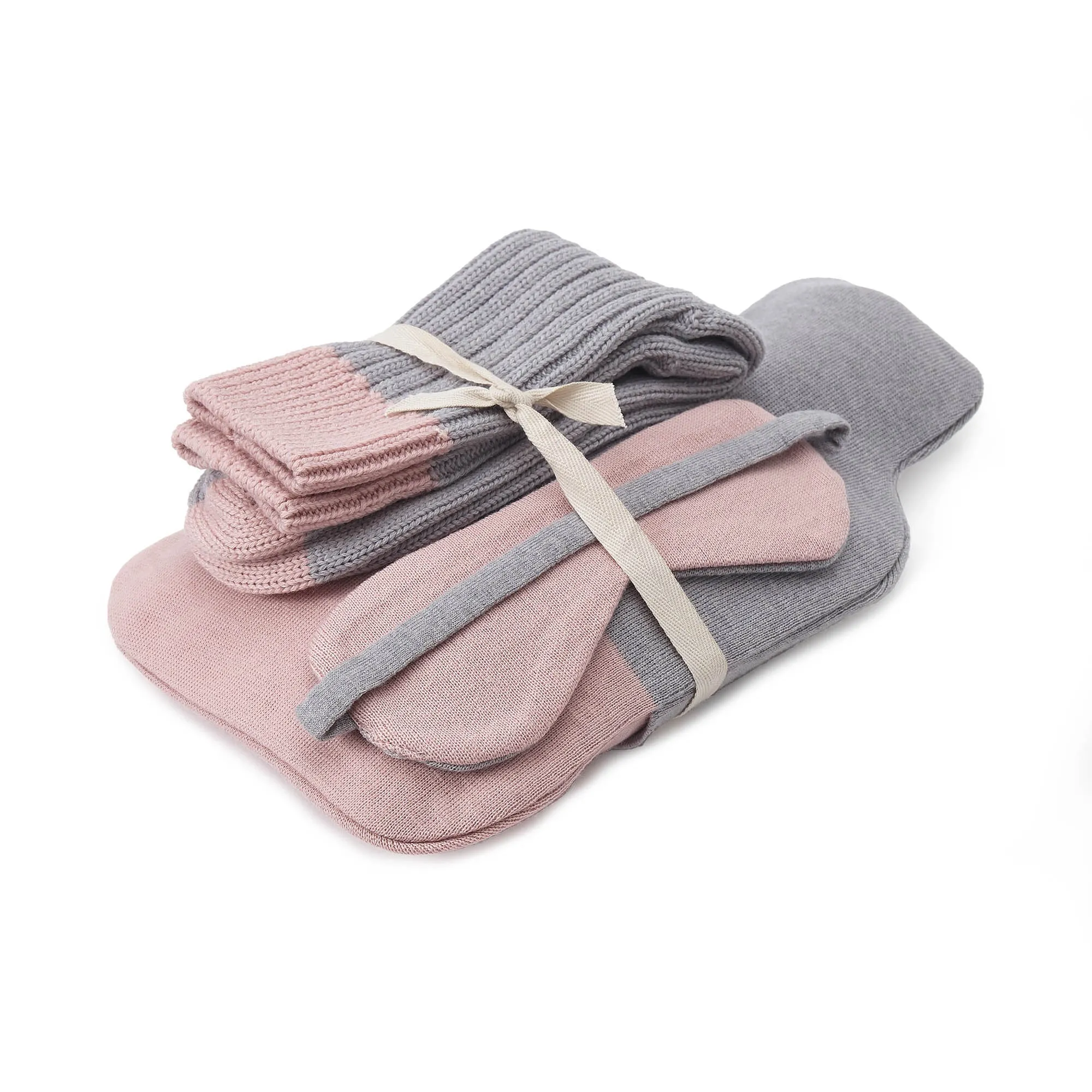 Cadima Winter Accessoiry Set  [Light grey melange/Light pink]