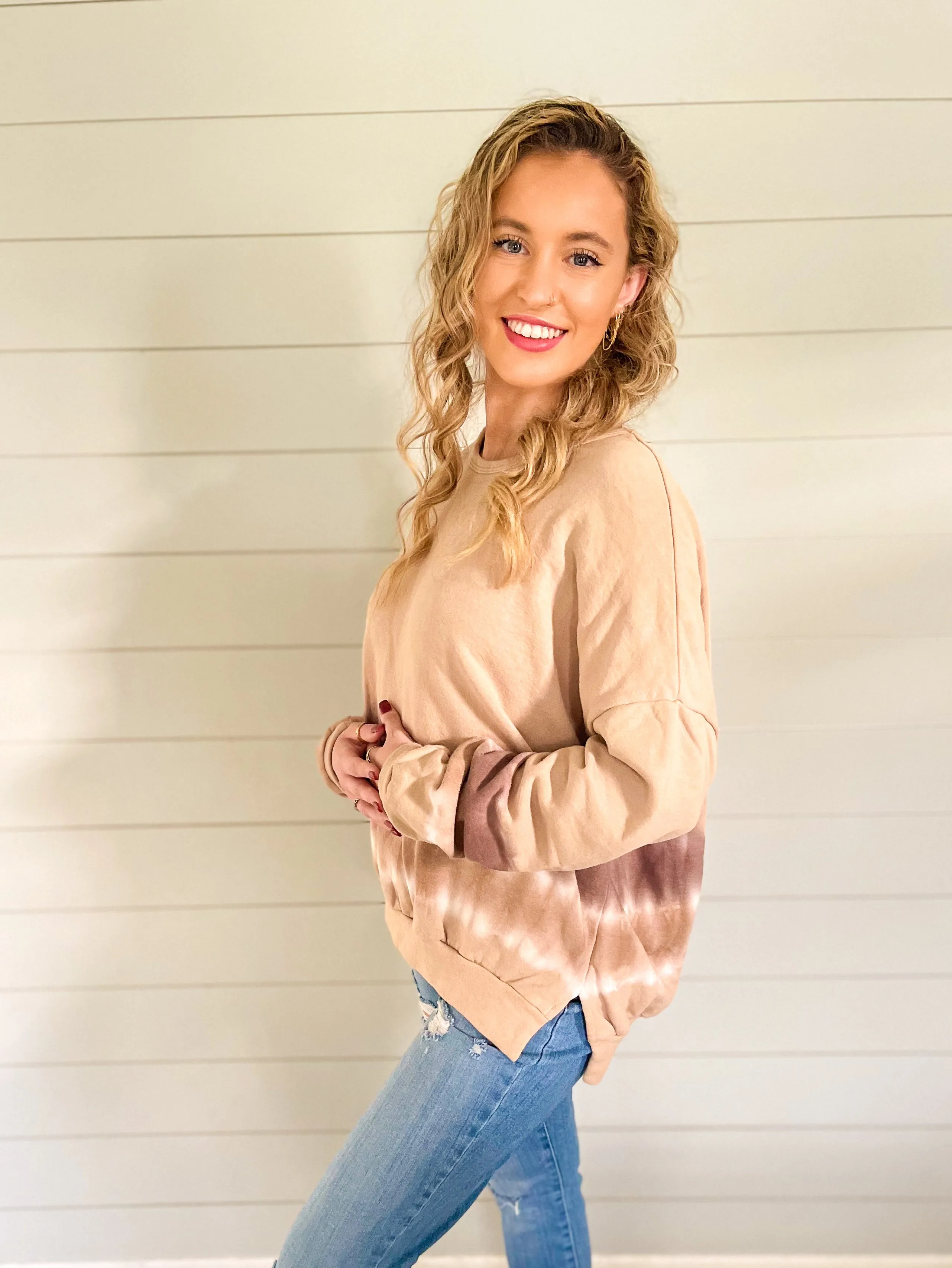 Caramel Spice Ombre Knit Pullover