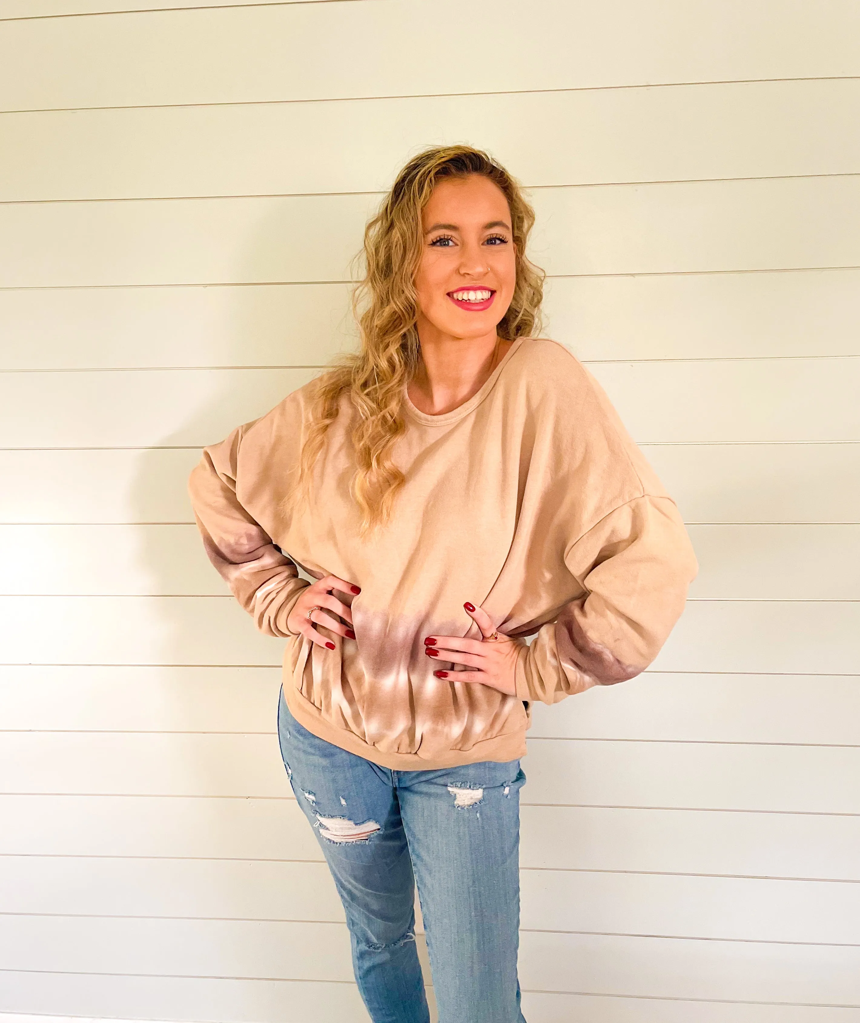 Caramel Spice Ombre Knit Pullover