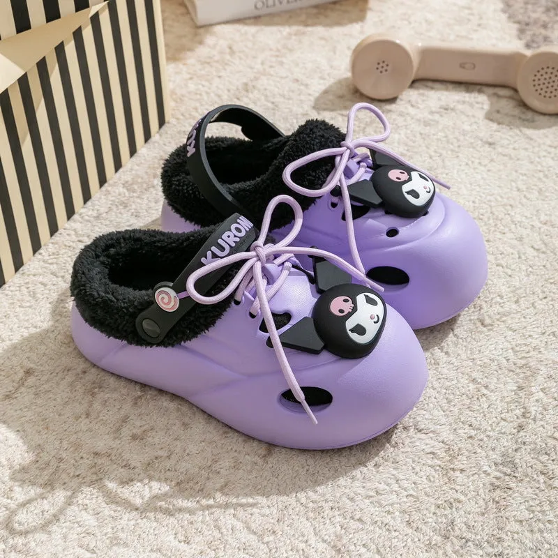 Cartoon Clogs Platform Warm Plush Slippers