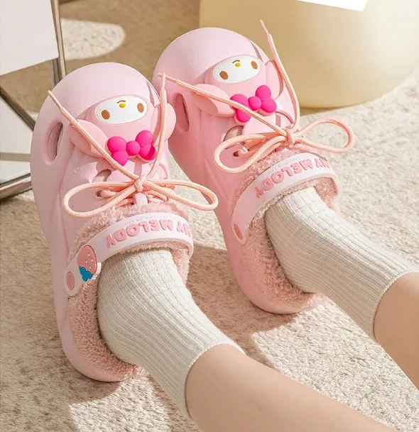 Cartoon Clogs Platform Warm Plush Slippers