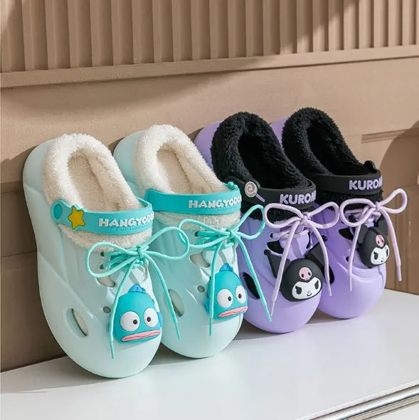 Cartoon Clogs Platform Warm Plush Slippers