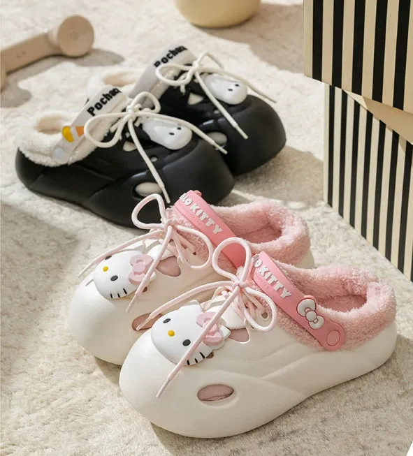 Cartoon Clogs Platform Warm Plush Slippers