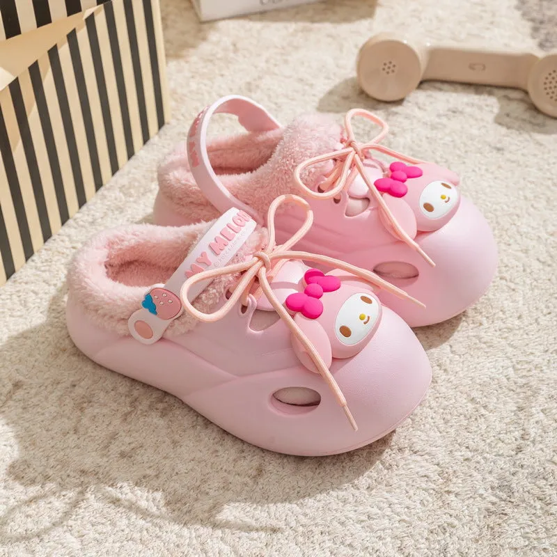 Cartoon Clogs Platform Warm Plush Slippers