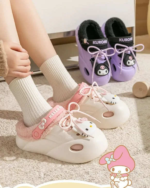 Cartoon Clogs Platform Warm Plush Slippers