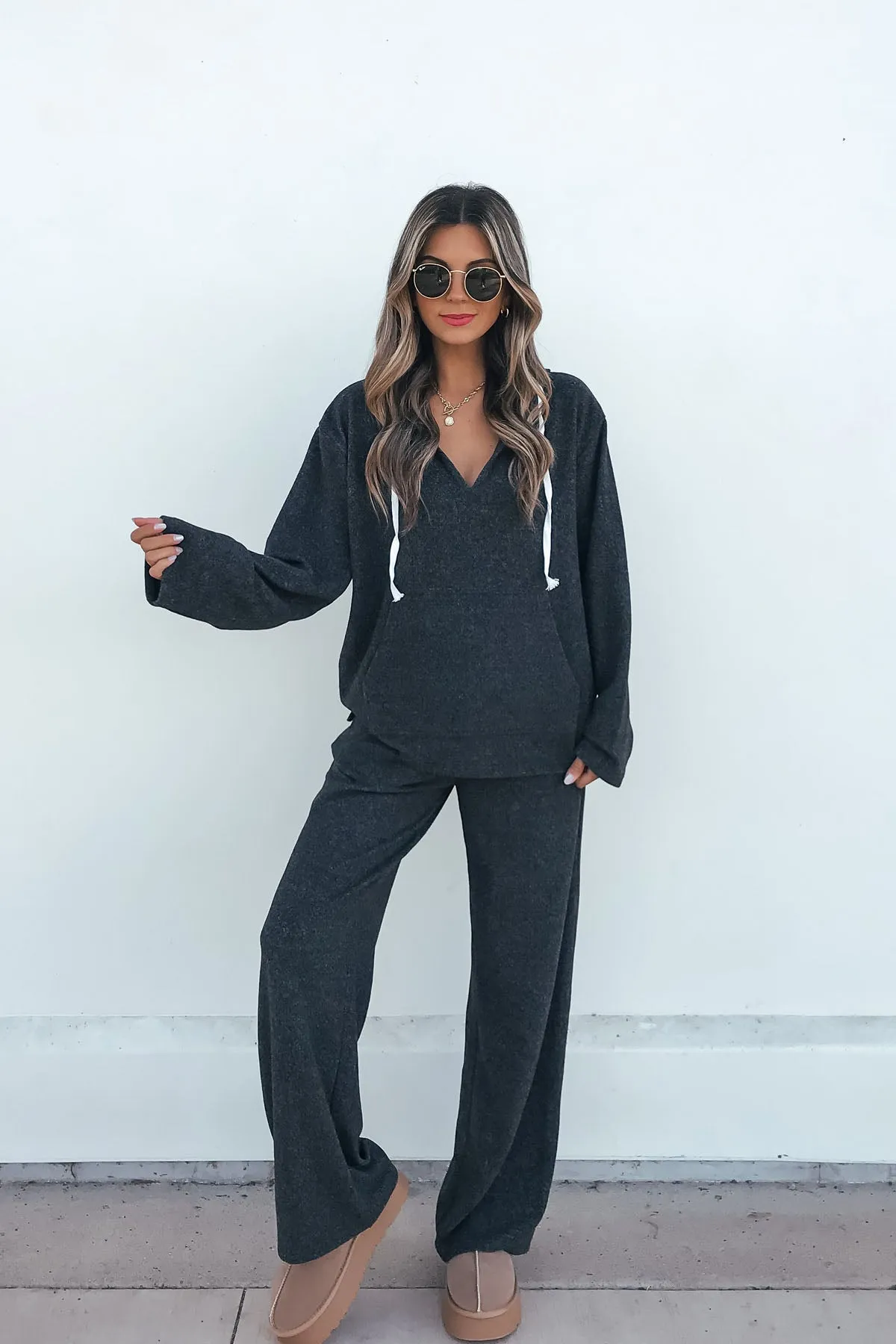 Charcoal Pullover Sweatshirt and Pant Set