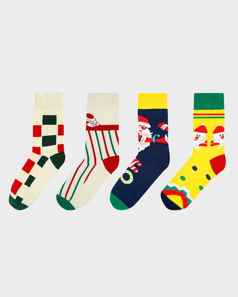 Christmas Print Soft Comfort Socks (4 Pack)