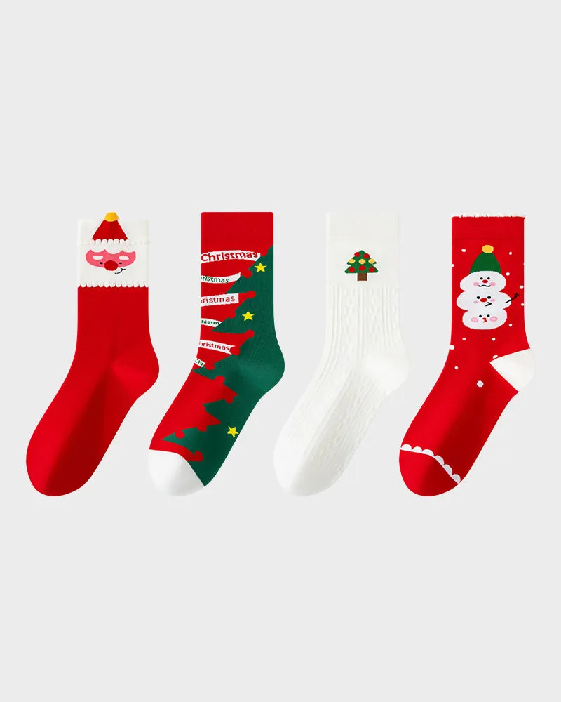 Christmas Print Soft Comfort Socks (4 Pack)