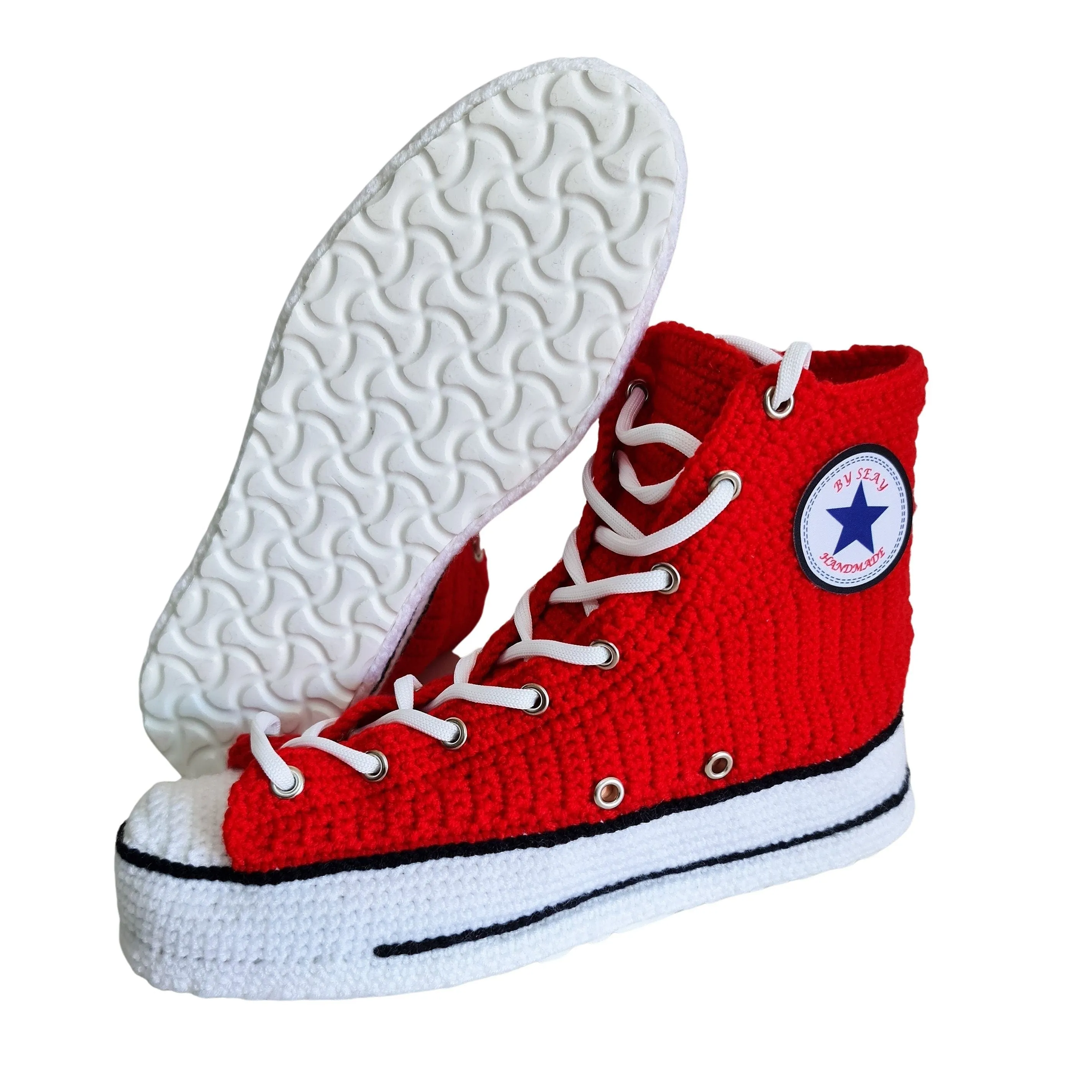 Converse Sneakers Slippers Cozy Indoor Red Plush Christmas House Booties