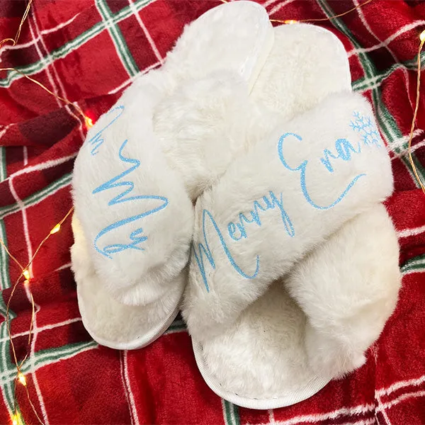 Cozy Christmas Slippers  - Sizes Toddler to XL - Custom Gifts for Her