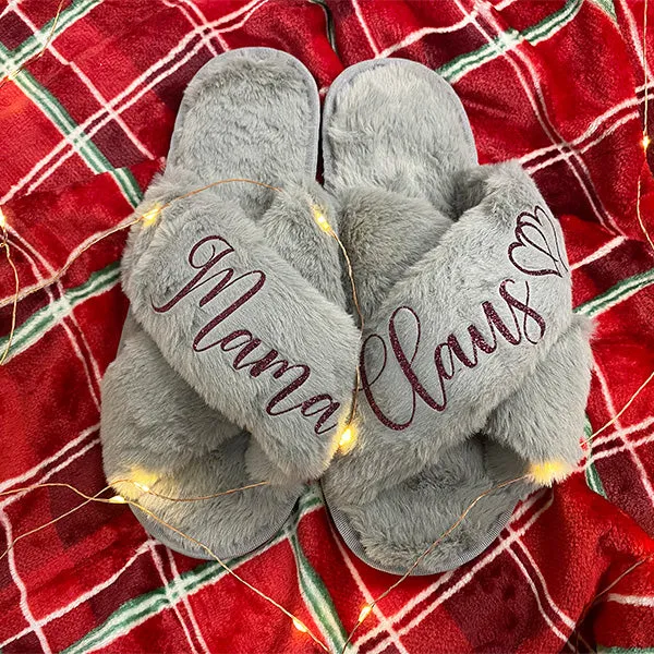 Cozy Christmas Slippers  - Sizes Toddler to XL - Custom Gifts for Her