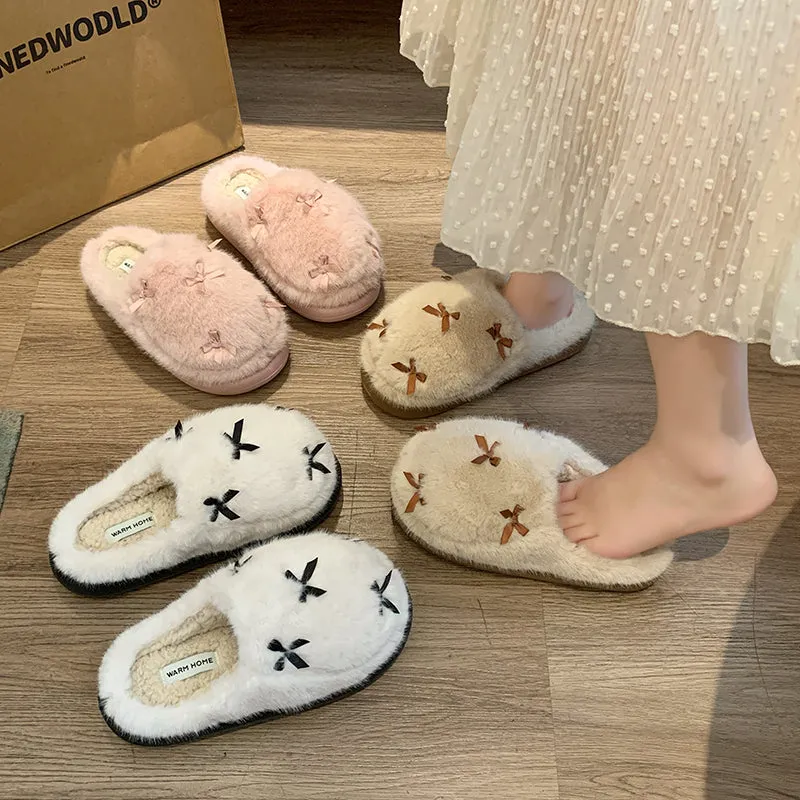 Cozy Thick-Soled Baotou Wool Slippers