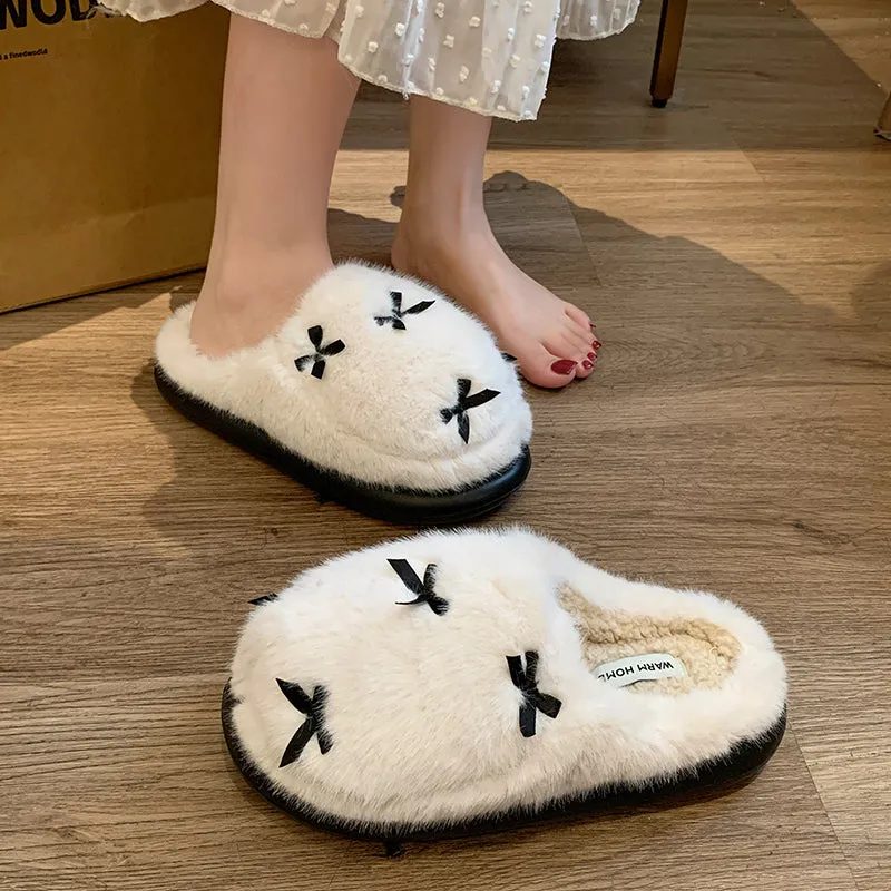 Cozy Thick-Soled Baotou Wool Slippers