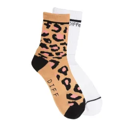 CREW SOCK DUO - LEOPARD   WHITE