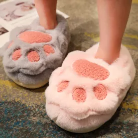 Cute Cat Claw Cotton Slippers Women's Plush Slippers