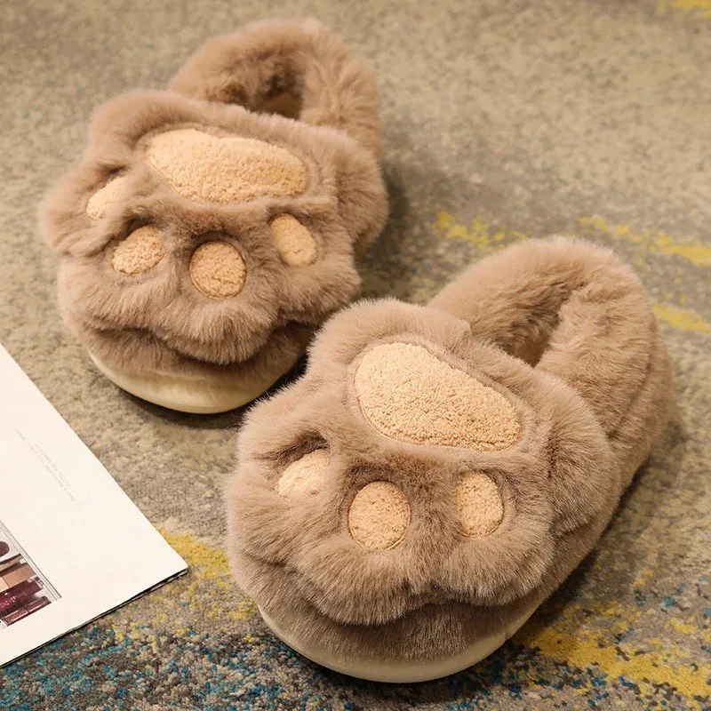 Cute Cat Claw Cotton Slippers Women's Plush Slippers