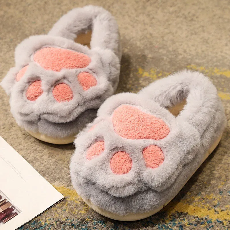 Cute Cat Claw Cotton Slippers Women's Plush Slippers