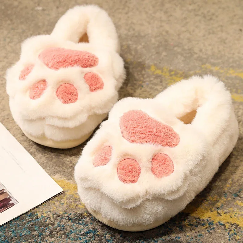 Cute Cat Claw Cotton Slippers Women's Plush Slippers