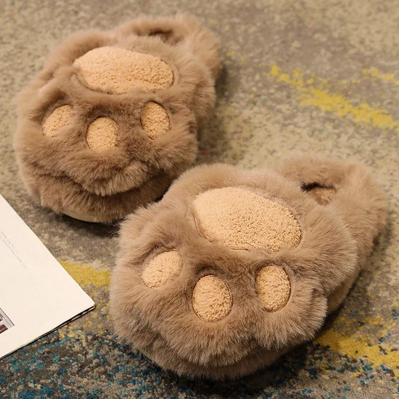 Cute Cat Claw Cotton Slippers Women's Plush Slippers