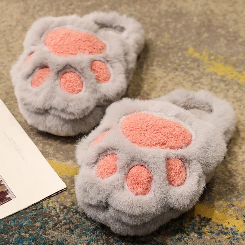 Cute Cat Claw Cotton Slippers Women's Plush Slippers