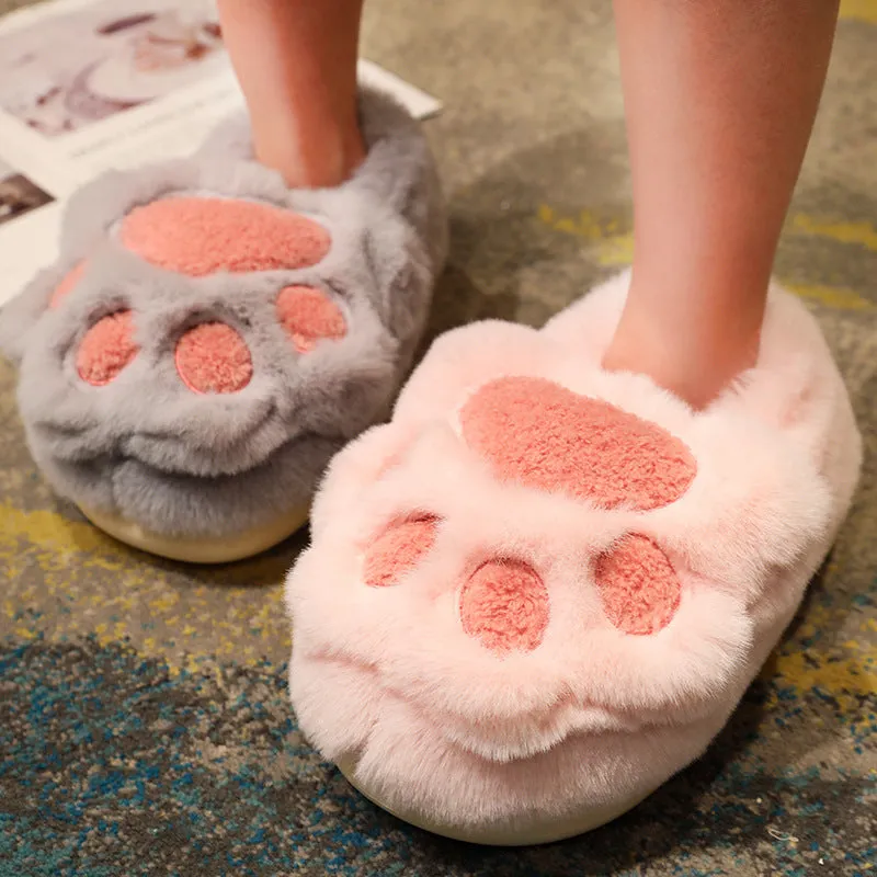 Cute Cat Claw Cotton Slippers Women's Plush Slippers