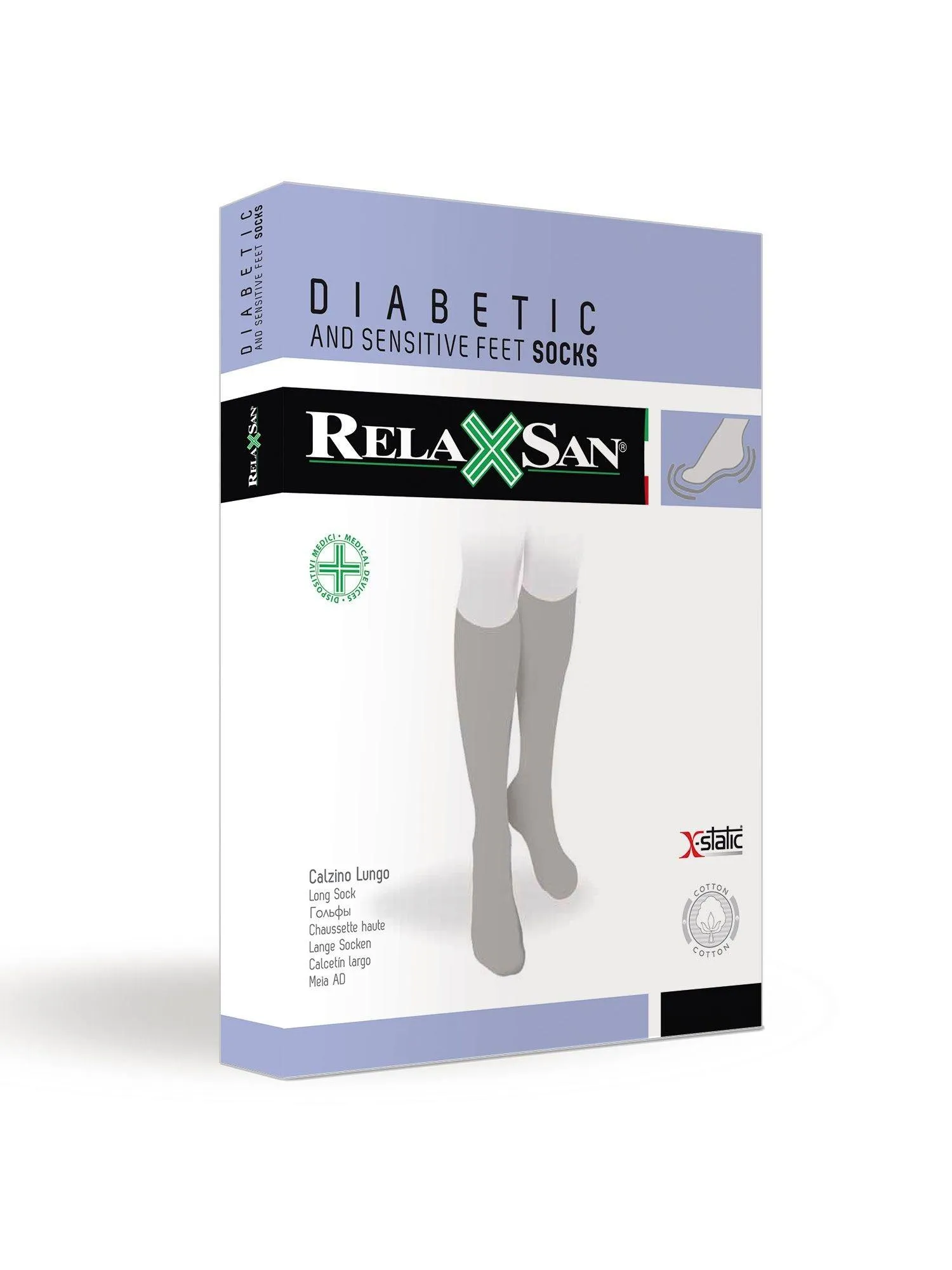 Diabetic knee socks with X-Static Silver fibre