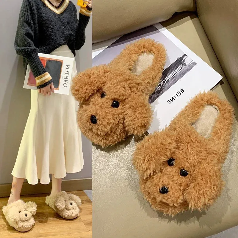 doggy Wool Slippers for Women